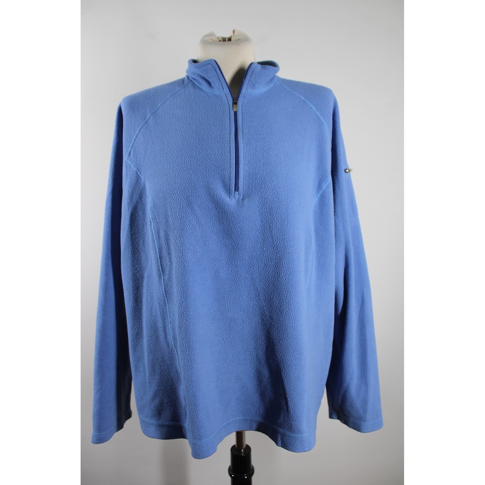 L.L. Bean L? Blue Lightweight Fleece Pullover 1/4 Zip Mock Neck Raglan Sleeve